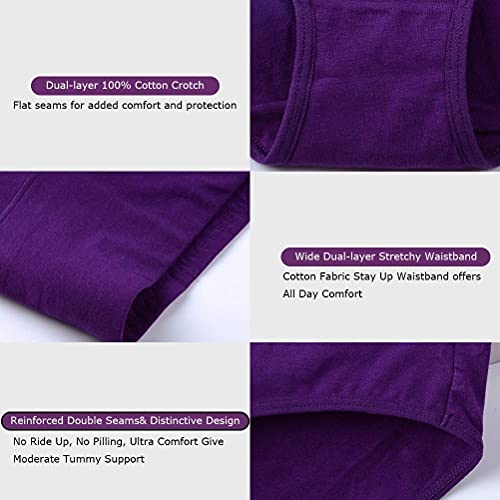 Image of Womens Underwear,Cotton Mid Waist No Muffin Top Full Coverage Brief Ladies Panties Lingerie Undergarments for Women Multipack