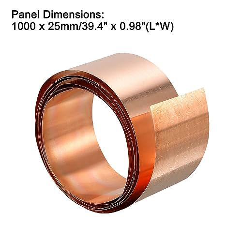 uxcell Copper Sheet Roll, Metal Foil Plate 1000mm x 25mm x 0.6mm