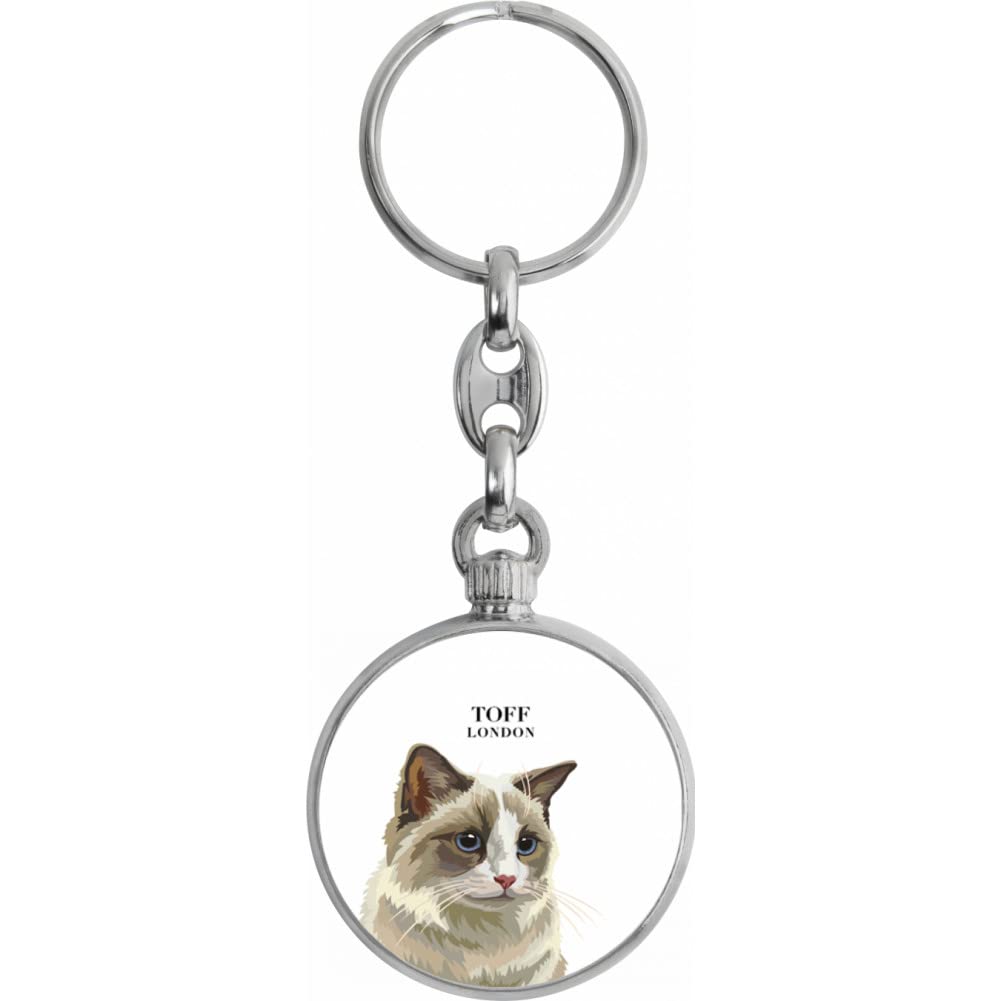 Toff London White Ragdoll Cat Head Keyring