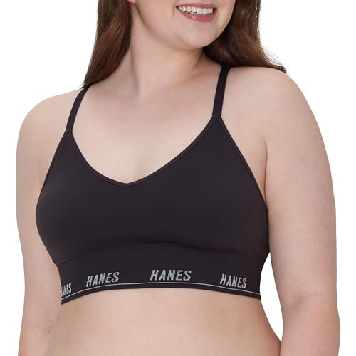 Hanes Women's Moves Seamless Triangle Wireless, 360° Flex Light Support Pullover Bra, Odor Control, 2-Pack2