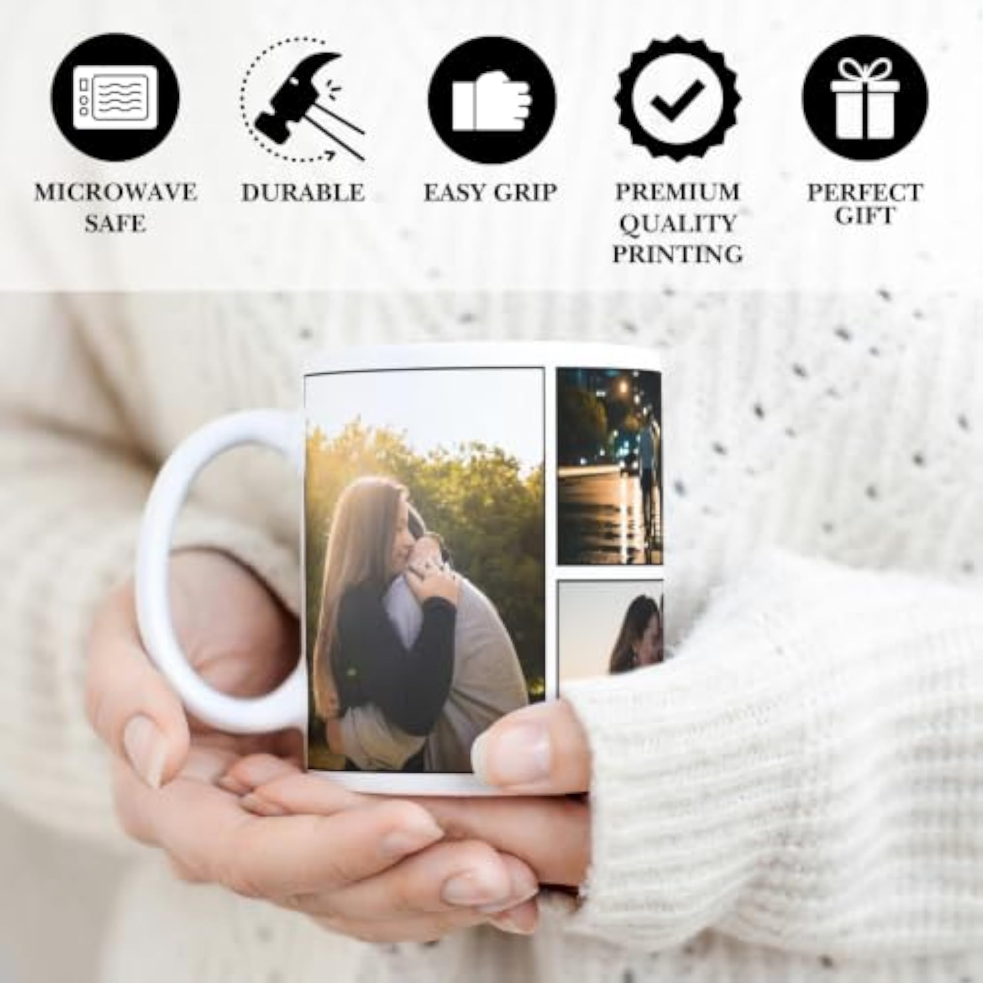 Customizable 4 Photos Ceramic Coffee Mug with Cork Coaster