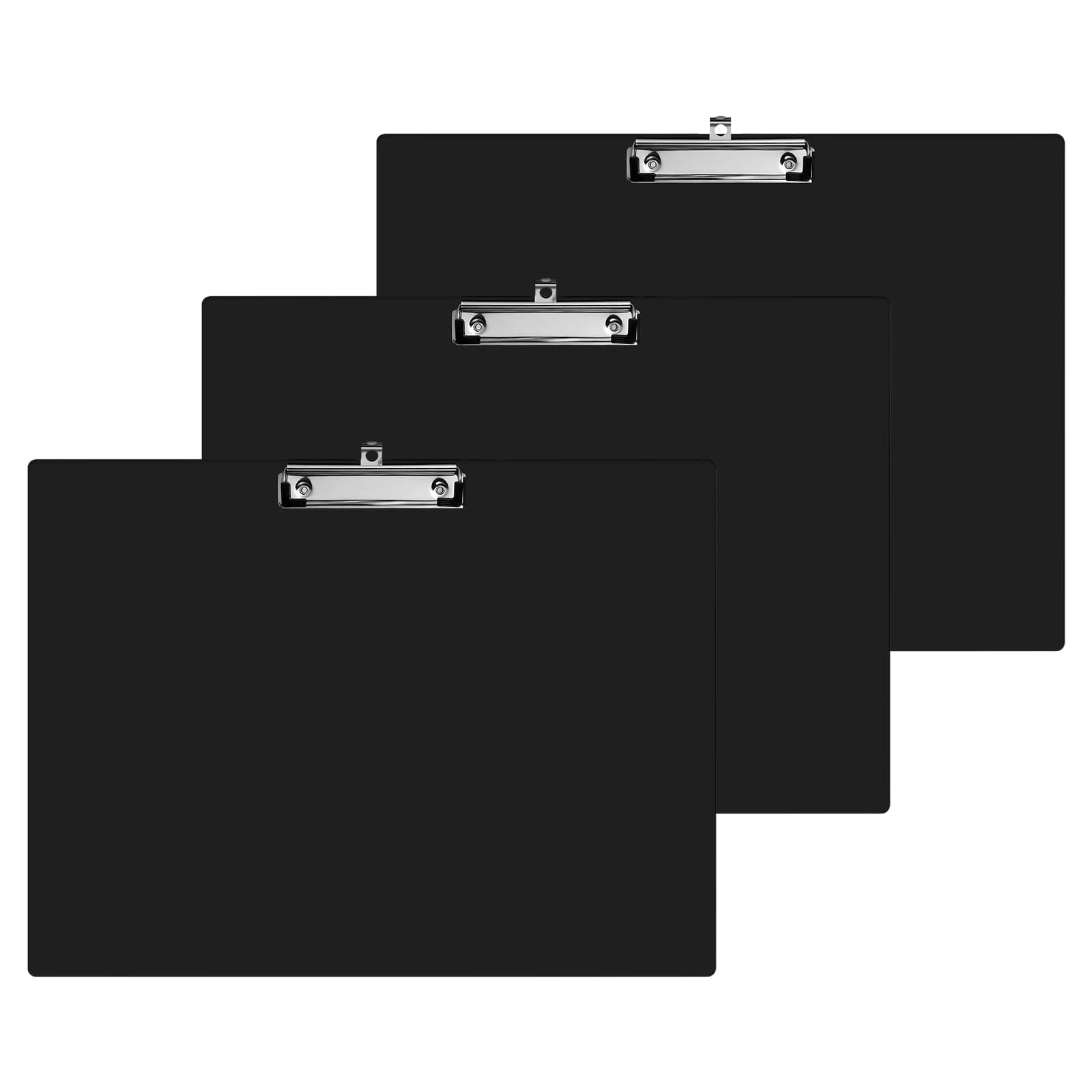 Lot de 3 porte-blocs A3 avec trou, clip de suspension avec pince, planche à écrire en plastique au format A3 paysage, pour bureau, école ou restaurant (noir)
