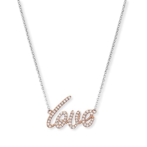 Engelsrufer Damen Halskette – Sterling Silber Mit Herz Anhänger Silber/roségold, 44 Cm