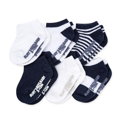 Image of Burt's Bees Baby Unisex Baby Socks Ankle or Crew Height Made with Soft Organic Cotton, 6 Packs with Non-Slip Grips for Babies