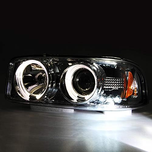 AKKON - For 1999-2006 GMC Sierra | Yukon Replacement LH + RH Projector Head Lights + LED Bumper Lights Pair