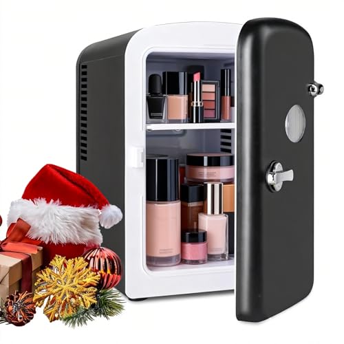 Image of HealSmart 6L Mini Fridge with Observation Window, 9 Can Capacity, Freon-Free and Portable Cooler and Warmer, Cosmetics /Food /Beverage, Black New