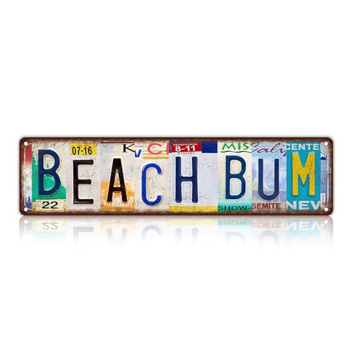 Image of Vintage Beach Metal Tin Signs Beach Room Wall Decor | Home Street Signs 16 x 4 Inches