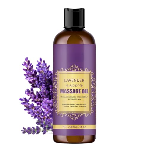 Lavender Body Massage Oil,Body Oil for Dry Skin,Massage Oils for Massage Therapy,Lavender Essential Oils for Skin,Moisturizing Body Oil for Women and Men,Body Skin Care Oil,200ML