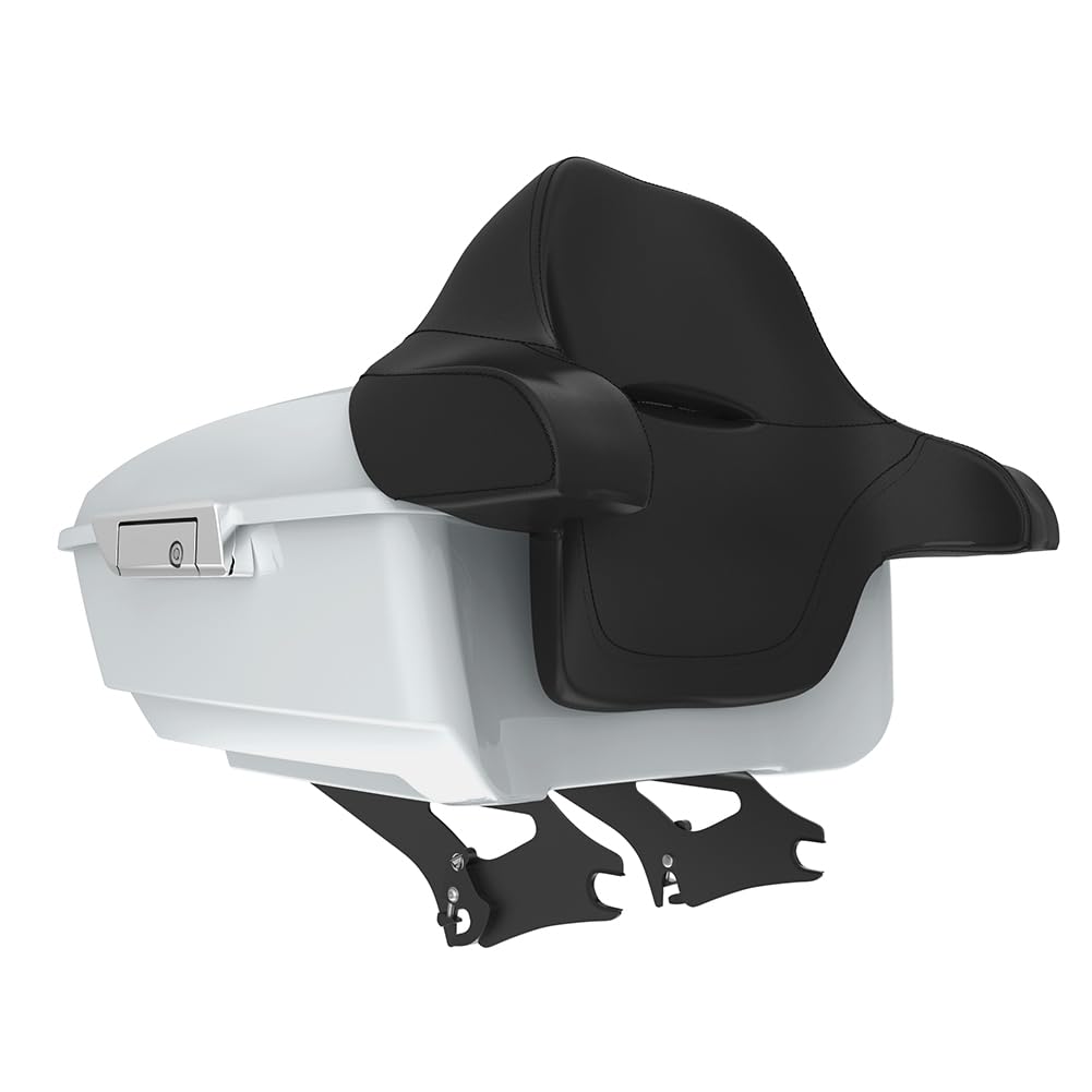 Mats-Csrewy King Tour Pack for Harley 2014+ White Onyx Pearl, Tour Pack Latch, Top Luggage Rack, Black Mount Bracket, Metal Plate for Harley Touring Road Glide