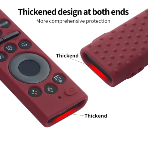 Image of Oboe Silicone Tv Remote Cover Compatible with Samsung Smart Tv Remote 2026 Model BN59-01498A Open Key Case with Lanyard (Wine Red) [REMOT E NOT Included]