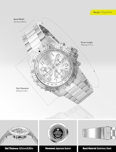 Invicta Men's Specialty Quartz Watch with Stainless Steel Band, Silver (Model: 6620) - Image 3