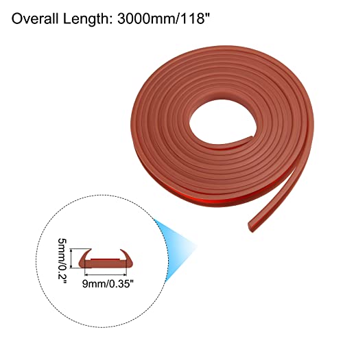 Image of uxcell U Shape Furniture Edge Banding, 3 Meters Self Adhesive Flexible Edging Trim, 5x9mm TPE Edge Guards for Cabinets Furniture Repair Restoration, Brown