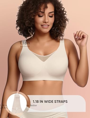 Image of Wireless Bras for Women No Underwire Seamless Buttery Bralettes Smoothing Women's Bras Full Coverage Shapedly Bra