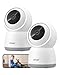 ieGeek 2K WiFi Innenkamera 2,4/5 GHz, 3 MP Überwachungskamera, Bewegungserkennung und 360-Grad-Drehung, Nachtsicht, Zwei-Wege-Audio, Aufnahme 24/7, SC1, 2 Stück/Weiß