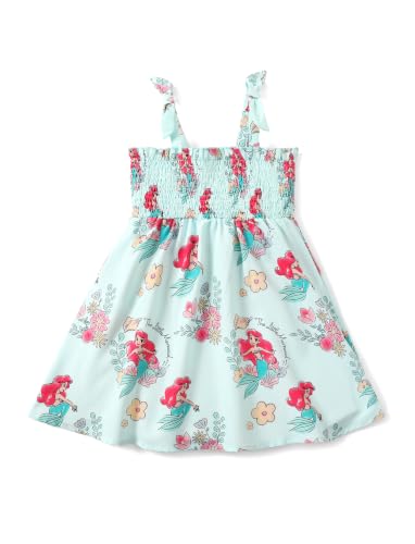 Image of Disney Princess Frozen Elsa Minnie Stitch Toddler Girl Dress Bow Tie Straps Smocked Summer Outfit Birthday Party Clothes 2-9Y