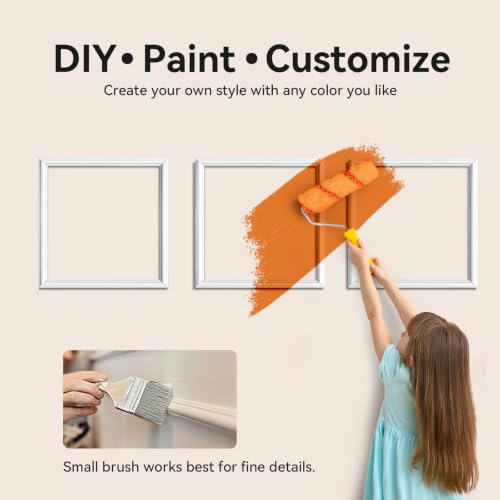 Image of Upick Peel and Stick Wainscoting Pre-Cut Wall Molding Kit, 20 inchx20 inch, 3-Frame | PS Panels,Moisture Resistant,Pre-Primed,DIY Installation,Accent Walls,Living Room,Hallway,Bathroom,Trim for Walls