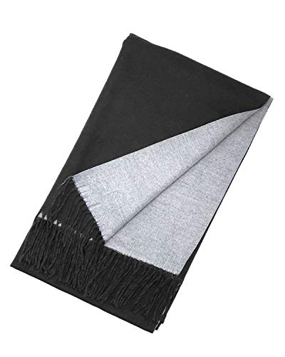 allydrew Cashmere Feel Reversible Scarf, Warm 2-Tone Pashmina Shawl Wrap