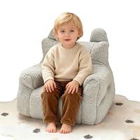 oyptmsh Kids Bean Bag Chair with Storage | Fleece Children's Armchair Sofa with Filling Included | Soft Machine Washable Cover | Lightweight Floor Seat for Bedroom Playroom (Grey)