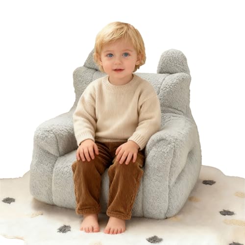 Fauteuil Enfant Canapé Mouton Doux – Pouf Ultra Confortable 1-7 Ans, Lavable, Gris