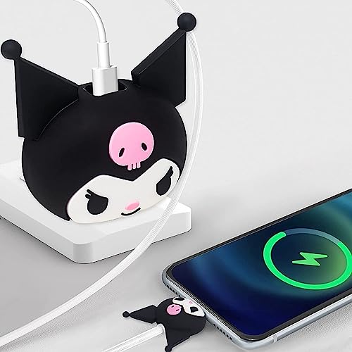 Image of Best HUB Cartoon 3D Design Protective Case Compatible with (Only Samsung Galaxy 25W) USB-C Power Adapter Charger, Cute Cartoon Type C Data Cable Case for Samsung (Black CAT)