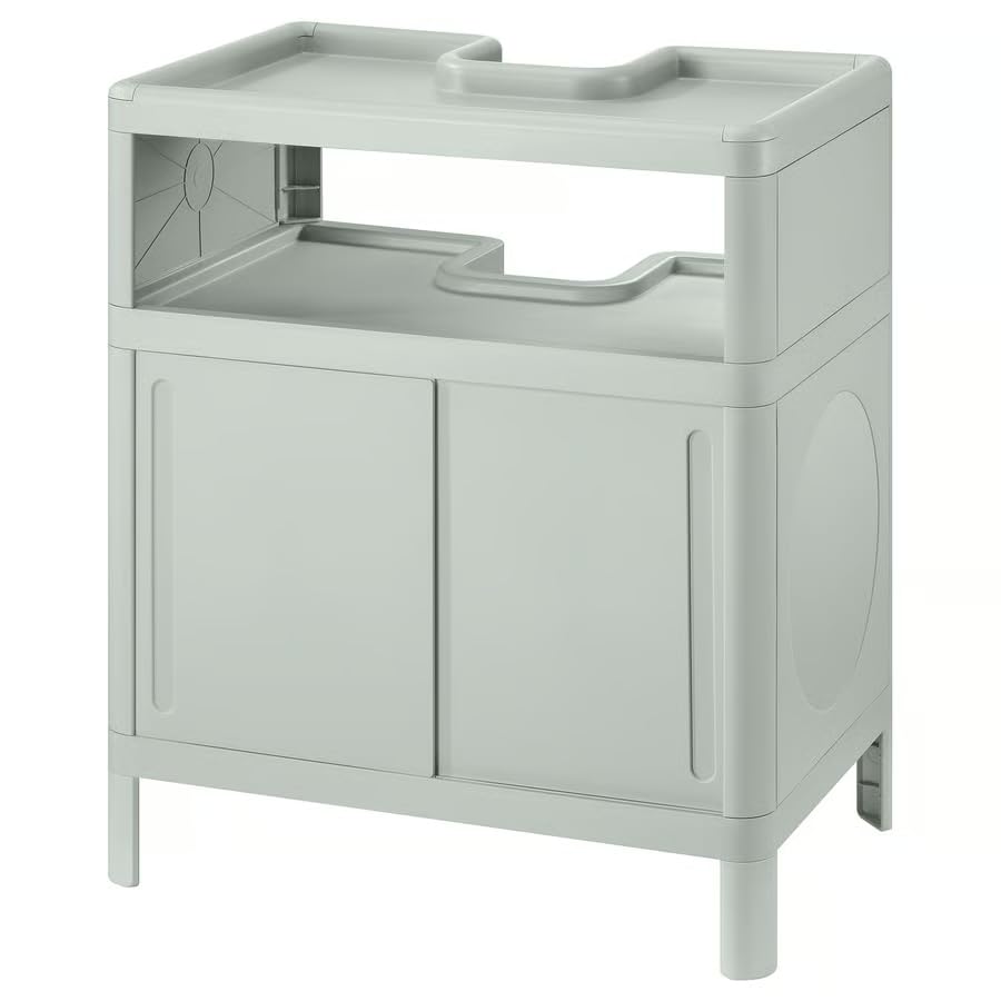 stoRk IVÖSJÖN Wash-Basin Base Cabinet with Sliding Doors, Green, Recycled ABS Plastic, 50x33x57 cm, for Small Bathrooms-image-46