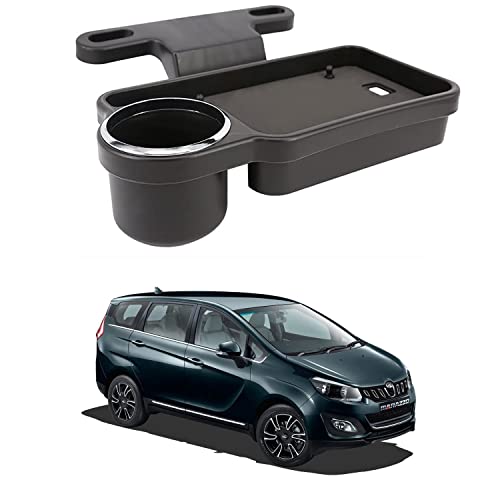Image of Oshotto (FT-04) Foldable Car Auto Headrest Rear Back Seat Table Drink Food Cup Tray Holder Compatible with Mahindra Marazzo - Black