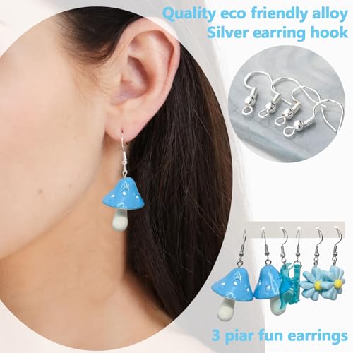 24Pairs Weird Funny Earrings for Women Girls Mushroom Duck Food Animal Earrings Bulk Cute Aesthetic Drop Earrings Weirdcore Kawaii Funky Dangle Ear Jewelry4