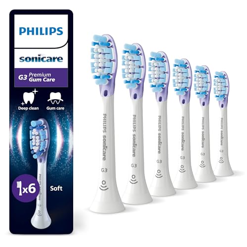 Philips Sonicare G3 Premium Gum Care - têtes de brosse à dents de rechange d'origine, blanc, lot de 6, HX9056/87
