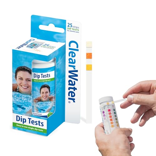 Clearwater Hot Tub, Pool and Spa Test Strips x 25-3 in 1 - Measures Chlorine, PH and Total Alkalinity