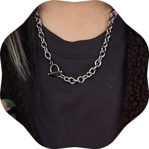 YERTTER Dainty Unique Punk Layering Chain Choker Necklace Boho Jewelry Set Layered Pendant Statement Chunky Chain Necklace for Women Man