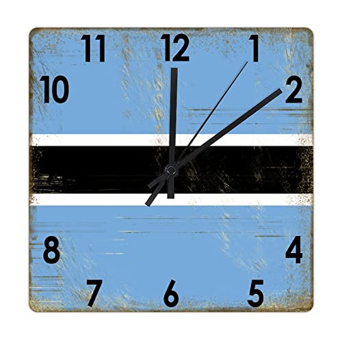 Horloge murale en bois drapeau Botswana 38 cm mouvement quartz silencieux