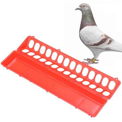 DIKACA Comedero para Palomas Rojo 515X125X80 MM Comedero para Pájaros Pequeños Ranuras Múltiples Suministros para Aves Accesorio para Jaulas y Alimentación Segura