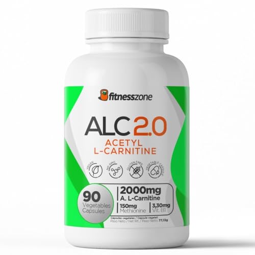 FitnessZone L Carnitina 2000mg - Pre Entreno Vegano Sin GMO ni Gluten - Aumenta la Energía, Ayuda a Reducir Grasa Corporal, Favorece Memoria y Concentración - 90 Cápsulas