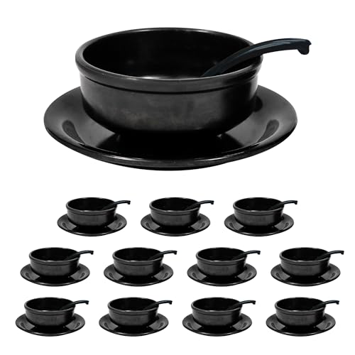 Image of Ariya Melamine French Soup Bowl Set Black Aura Collection Set of 12