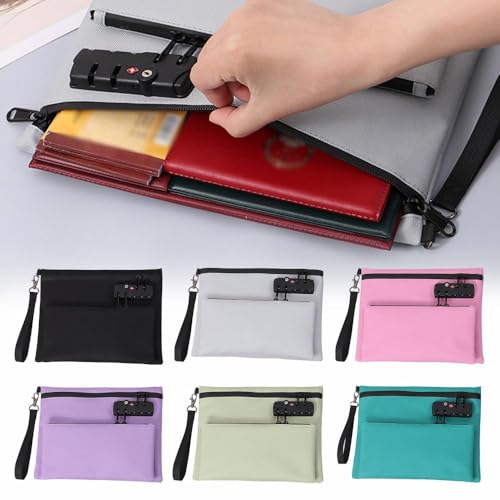 Travel Lock Bag, Money Bag with Lock and Zipper, Double Layer Anti-Theft Handbag with 3-Digit Code, Travel Bag with Lock, Secure for Suitcases, Backpacks, Gym Bags2