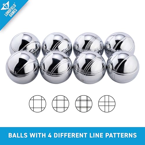 Engelhart - 010203 - Transporttasche mit 8 Boules Pétanque - Inklusive Distanzmesser - Praktische Tasche - Outdoor-Spiel - Metall-Boules und Holz-Cochonnet - Ab 6 Jahren