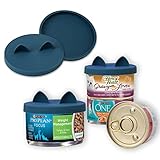 OHMO Couvercle Silicone Alimentaire, Couvercles Conserve en Silicone sans BPA de Petite Taille pour Aliments pour Chats et Chiens (70-85 g), Bleu Foncé, Set de 2