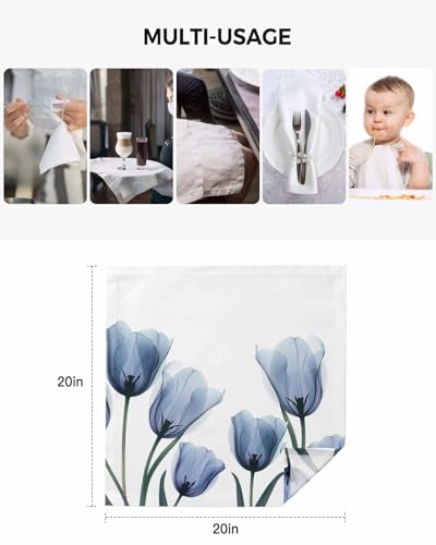 Servilletas de tela set de 4 azul floral 20 in x 20 in miniatura 5