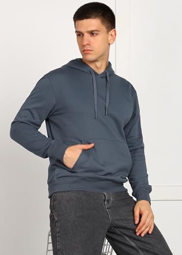 Image of Alan Jones Clothing Men's Solid Hooded Sweatshirt | Drawstring Hood, Kangaroo Pocket, Ribbed Hem | Regular Fit | Sizes S-5XL | Multiple Colors