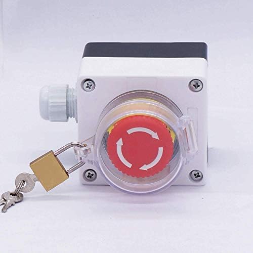 Taiss 22mm Emergency Stop Push Button Switch Cover Station Box,2 NC Red Mushroom Latching Emergency Stop Switch,10A 440V Stop Switch Box with Key Lock LA38A-02ZS/BOX-ZS