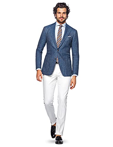 Costume deux pièces en lin pour hommes avec veste à deux boutons et pantalon assorti chic
