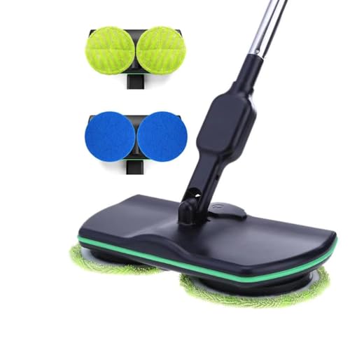 Fregadora de Pisos 2 en 1,Trapeador Eléctrica Giratoria Inalámbrica,Mopa Pulidora Barredora con 2 Almohadillas Microfibra y 2 Almohadillas Pulido para Limpieza y Limpieza de Suelos