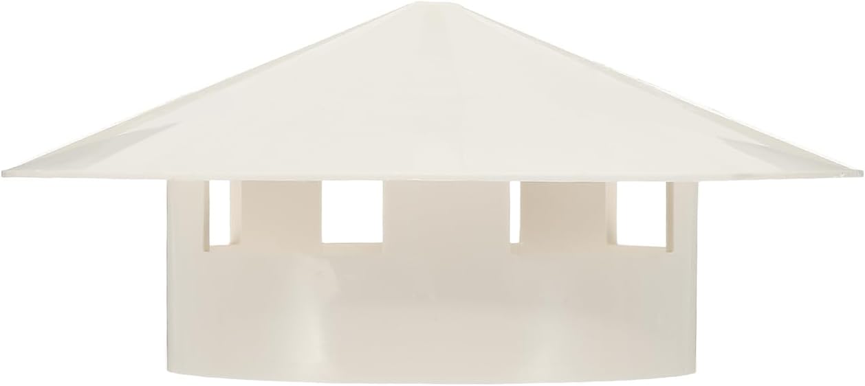 PATIKIL 6" Chimney Cap, Roof Vent Cap Cowl Rain Cover PVC Round Chimney Mushroom Shaped Air Vent Cover for Fireplace Exhaust Exterior Stove Pipe, White