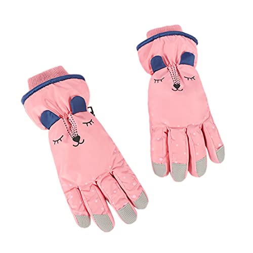 HAPPEN-Kinder-Draussen-Winter-Sport-wasserdichte-Winddicht-Warme-Atmungsaktive-Cartoon-Ohren-Handschuhe-fuer-Snowboarden-SkifahrenRosa