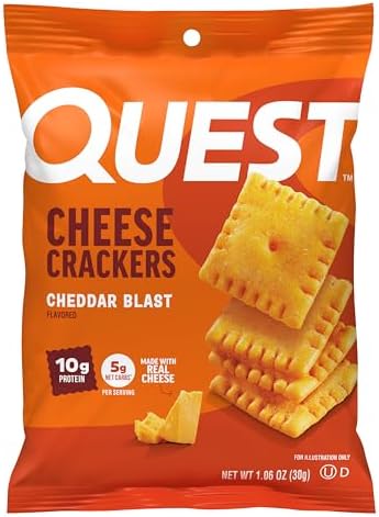 Quest Nutrition Cheese Crackers, 10g Protein, 5g Net Carbs, Made with Real Cheese, High Protein Snack, 12 Packs (1.06 oz Bags)