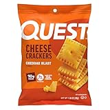 Quest Nutrition Cheese Crackers, Cheddar Blast, 10g Protein, 5g Net Carbs, 1g Sugar, Made with Real Cheese, High Protein Snack, 12 Packs (1.06 oz bags)