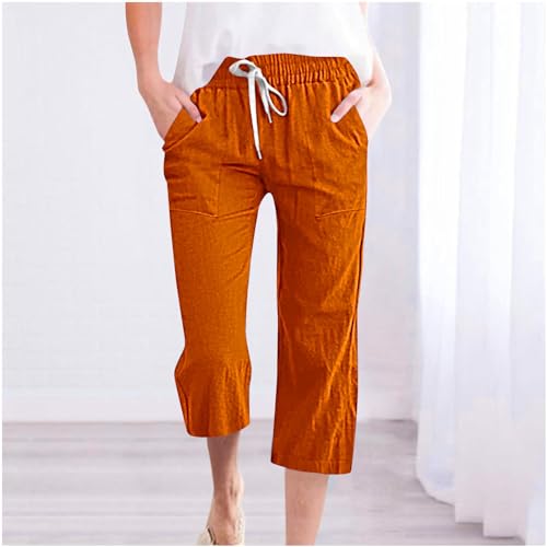 Women's Linen Cotton Wide Leg Pants Boho Palazzo Trousers for Summer High Waisted Elastic Side Pockets Sizes XS-XXL2