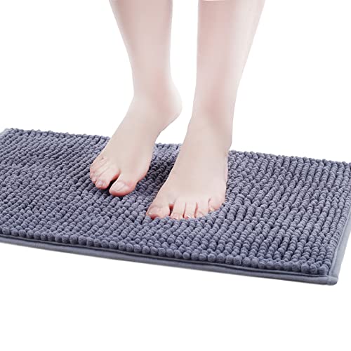 Tapis de Bain Gris Tapis Salle de Bain Antidérapant Tapis Ultra Absorbant 62x41 cm, Lavable en Machine, Extra Moelleux en Microfibre Tapis de Douche pour Salle de Bain Cover