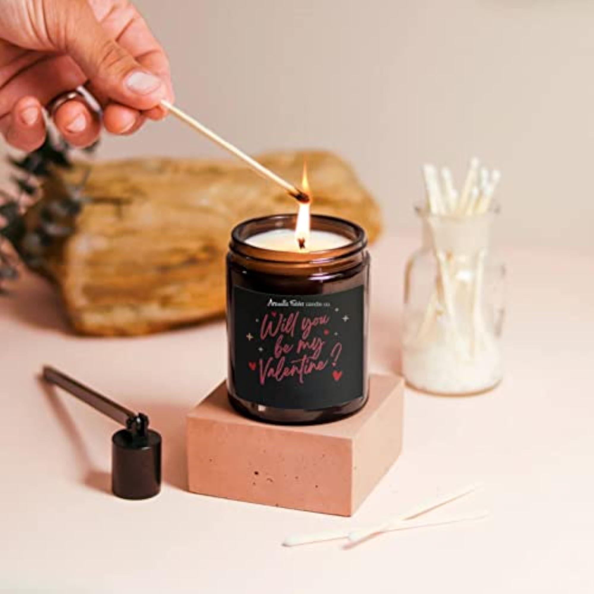 Valentine Jasmine Scented Amber Jar Candle