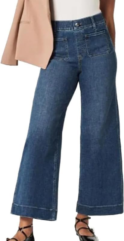 Oprah's Favorite - Tummy Control Sailor Wide Leg Trouser | Chiccurva Jeans | Wide Leg Cropped Denim Pants